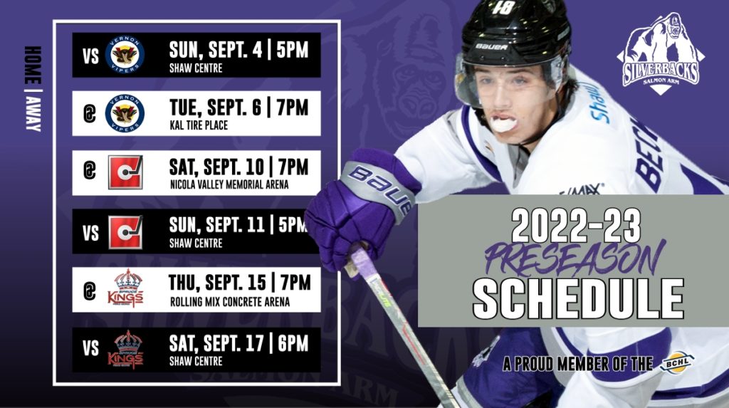 Silverbacks Exhibition Schedule | Salmon Arm Silverbacks
